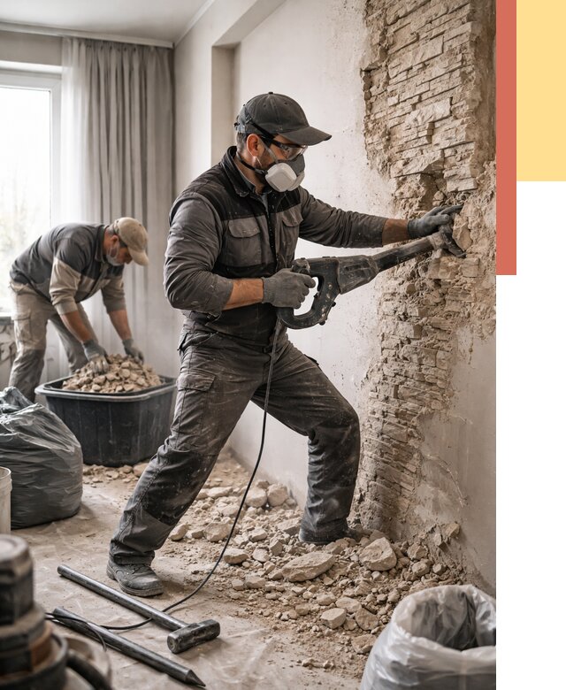 Демонтаж декоративного камня в Барнауле от 1467 руб/м² — быстро и недорого | ОТДЕЛОЧНИК-Брн