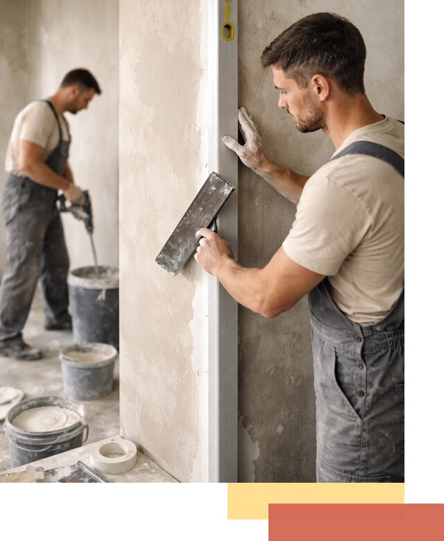 Выведение углов стен в Барнауле: монтаж и оштукатуривание