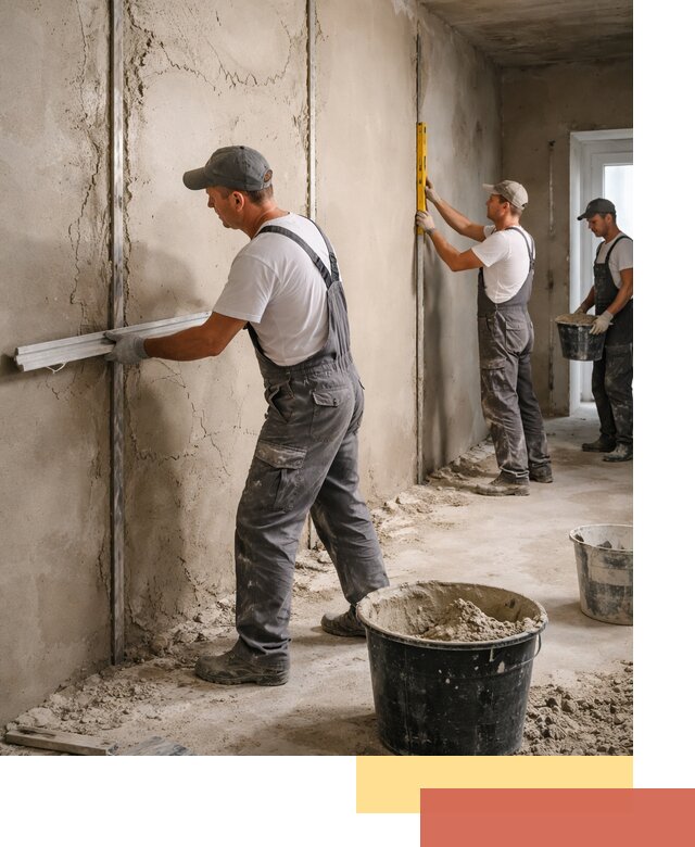 Штукатурка стен по маякам в Барнауле — точная и ровная поверхность