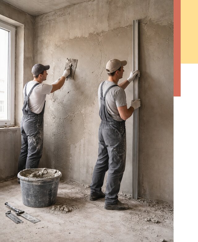 Штукатурка бетонных стен в Барнауле от 4552 руб/м² — качественно и быстро | ОТДЕЛОЧНИК-Брн