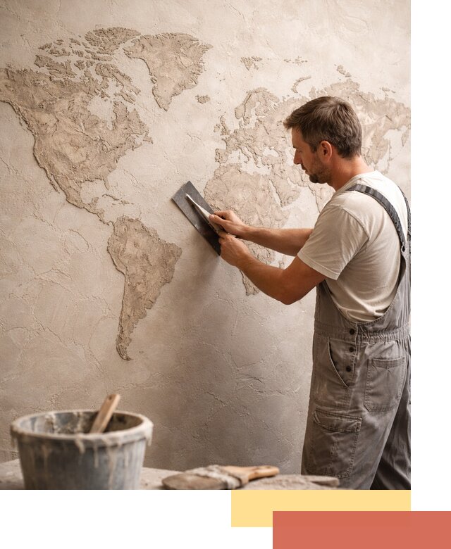 Декоративная штукатурка «Карта мира» под ключ в Барнауле