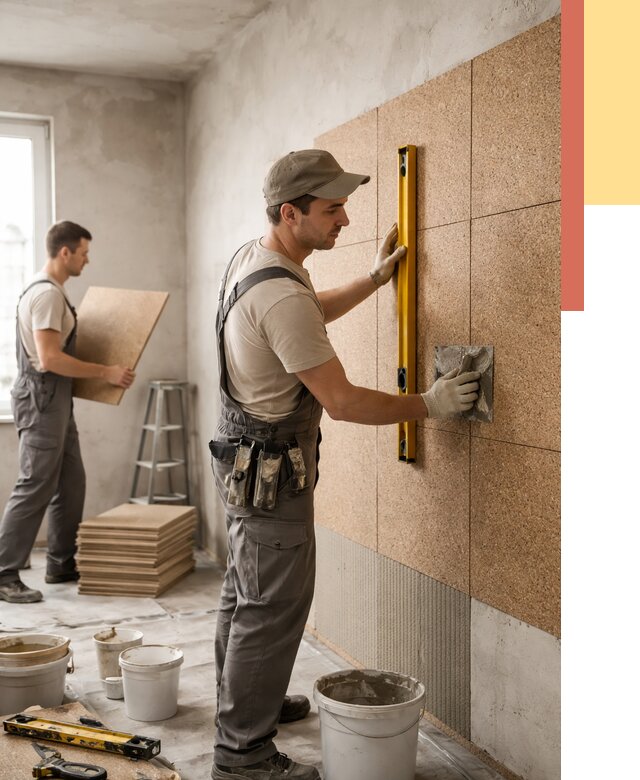 Монтаж пробковых панелей на стены в Барнауле от 3541 руб. — ОТДЕЛОЧНИК-Брн