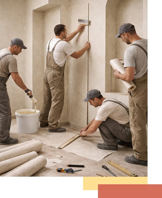 Поклейка обоев на сложные стены и неровные поверхности в Барнауле