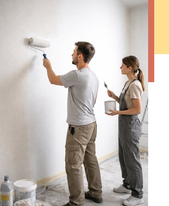 Окраска стен по стеклохолсту в Барнауле от 4552 руб/м² под ключ | ОТДЕЛОЧНИК-Брн