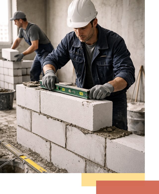 Кладка перегородок из пеноблока под ключ в Барнауле