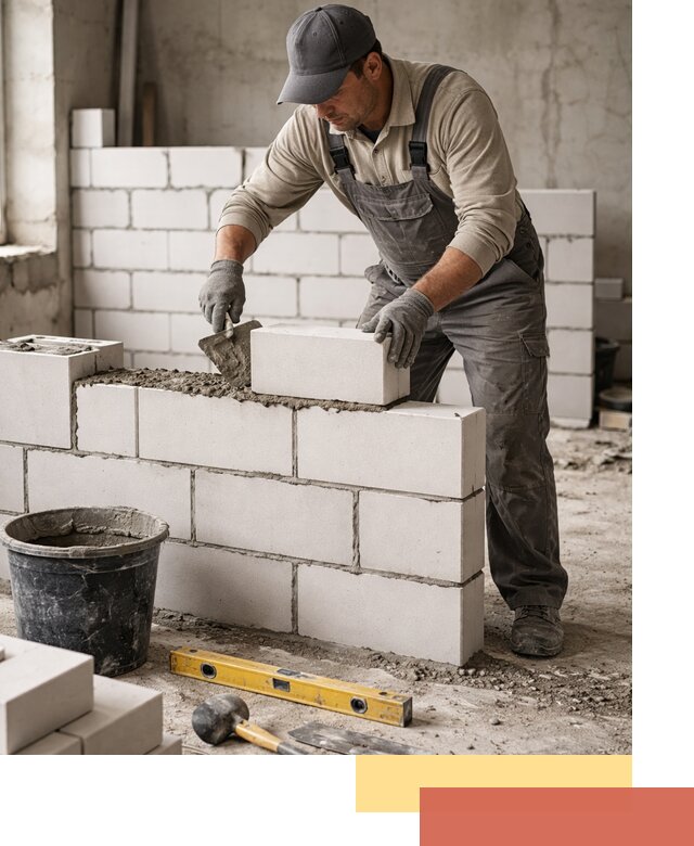 Кладка перегородок из силикатного блока в Барнауле