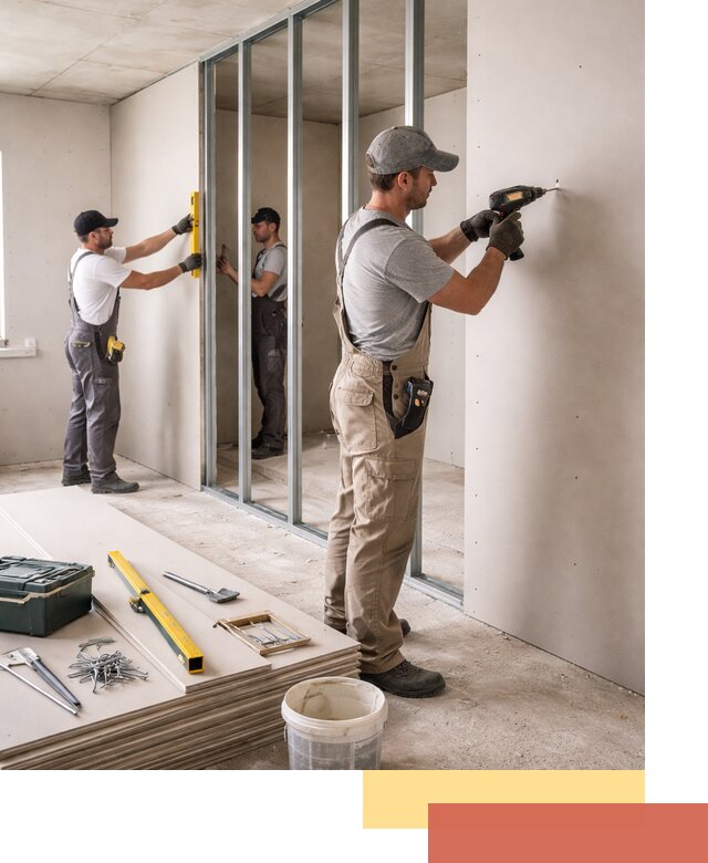 Однослойная перегородка из гипсокартона в Барнауле под ключ, монтаж и отделка