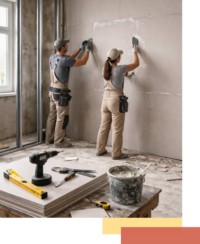 Монтаж двухслойной перегородки из гипсокартона в Барнауле