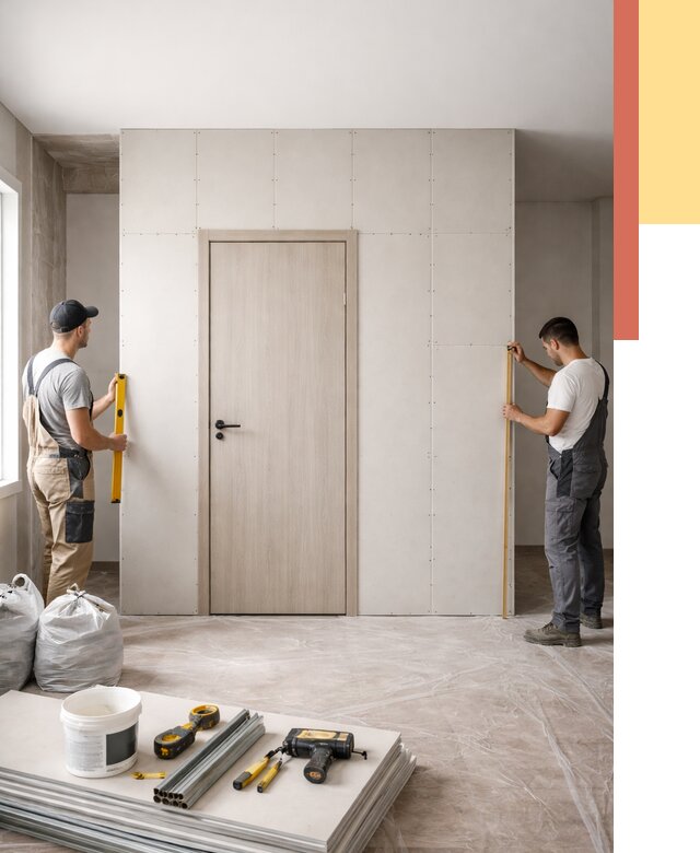 Перегородка из гипсокартона с дверью в Барнауле от 4552 руб. под ключ | ОТДЕЛОЧНИК-Брн