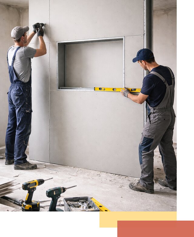 Перегородка из гипсокартона с нишей под декор в Барнауле