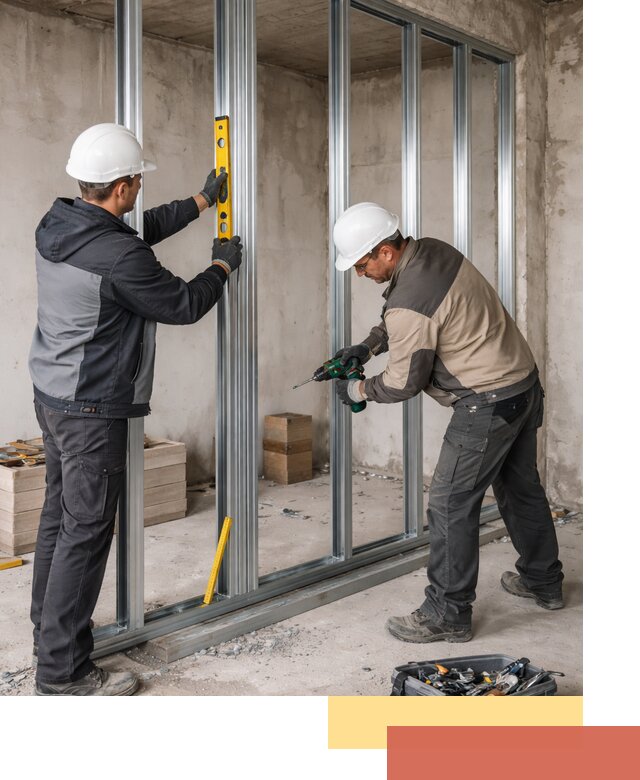 Монтаж каркаса перегородки из профиля в Барнауле