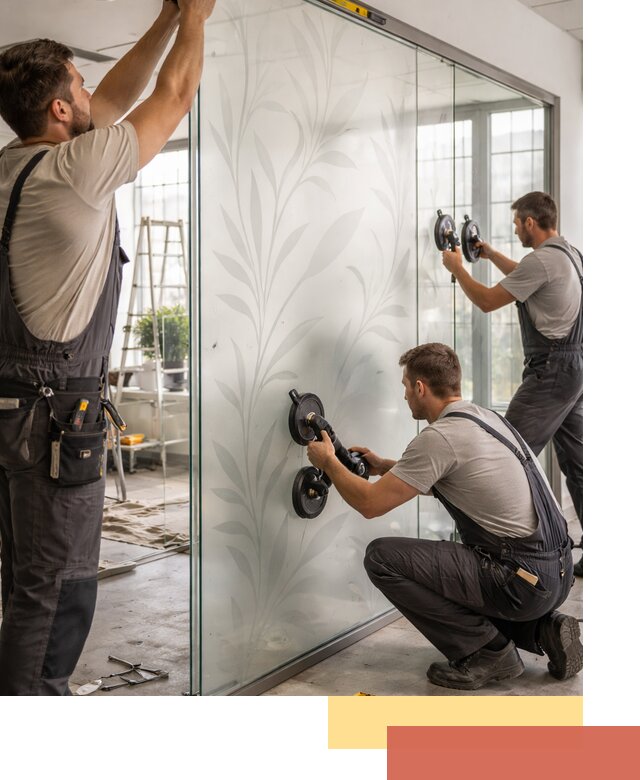 Стеклянные перегородки с рисунком на заказ в Барнауле