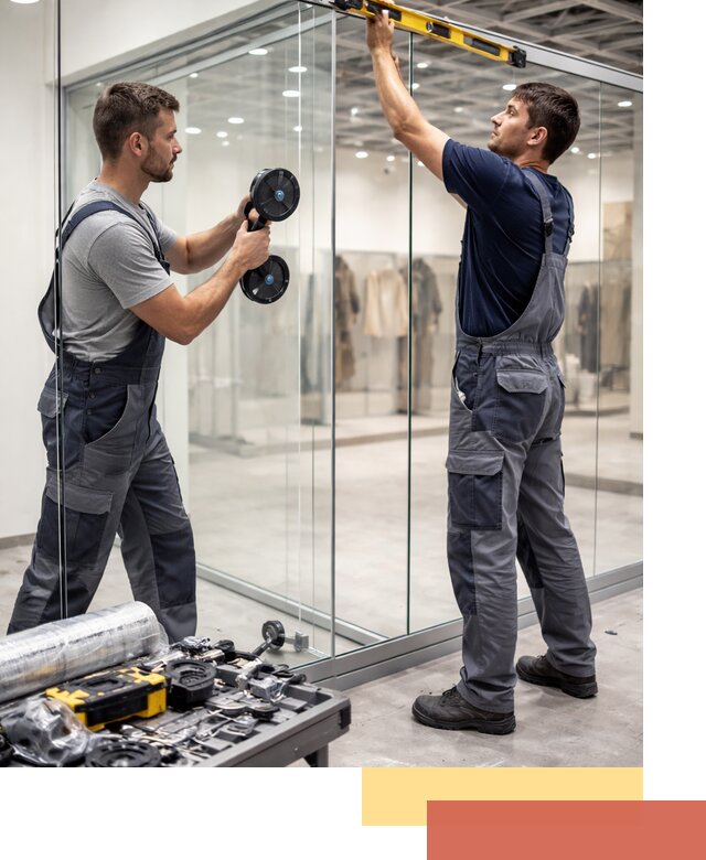 Стеклянные перегородки для магазинов в Барнауле — монтаж и установка