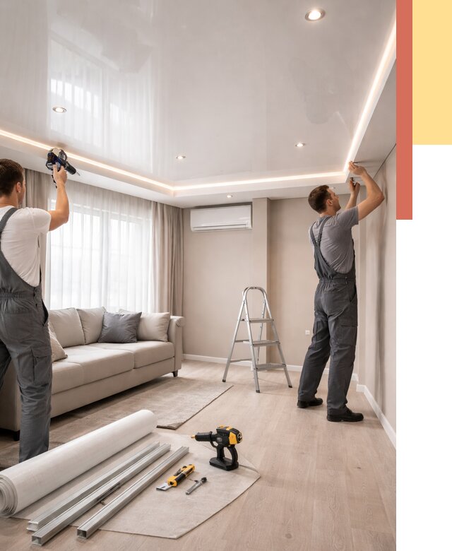 Монтаж глянцевого натяжного потолка в Барнауле от 759 руб. под ключ | ОТДЕЛОЧНИК-Брн