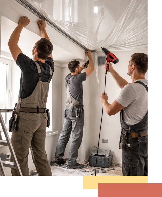 Монтаж глянцевого натяжного потолка в Барнауле быстро и качественно