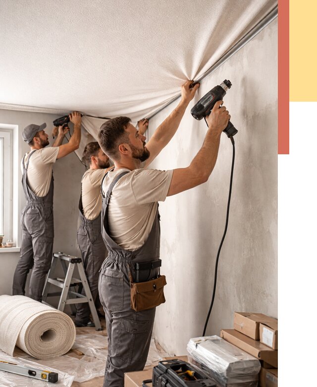 Монтаж фактурного натяжного потолка в Барнауле от 759 руб. — ОТДЕЛОЧНИК-Брн