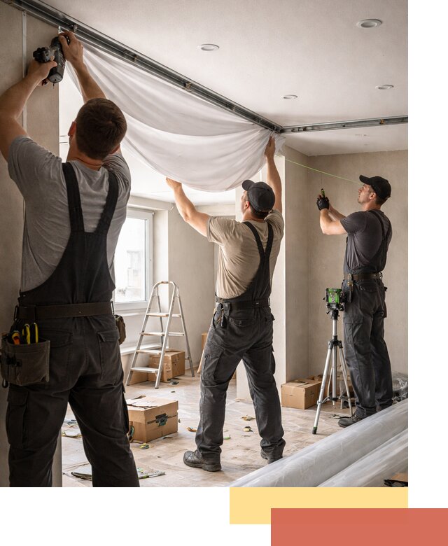 Монтаж парящего натяжного потолка под ключ в Барнауле