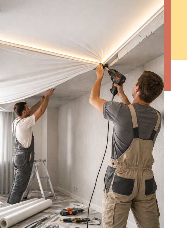 Монтаж натяжного потолка с подсветкой в Барнауле от 961 руб. | ОТДЕЛОЧНИК-Брн