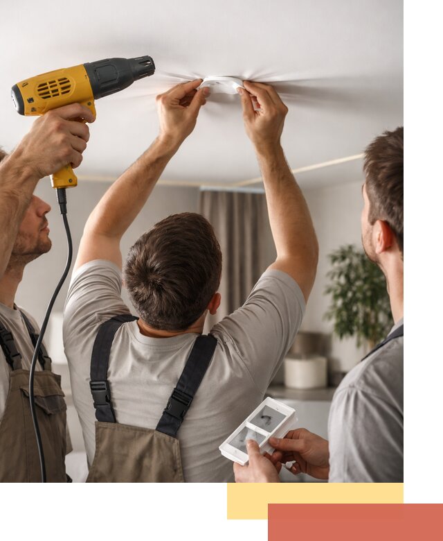 Ремонт прокола полотна натяжного потолка в Барнауле