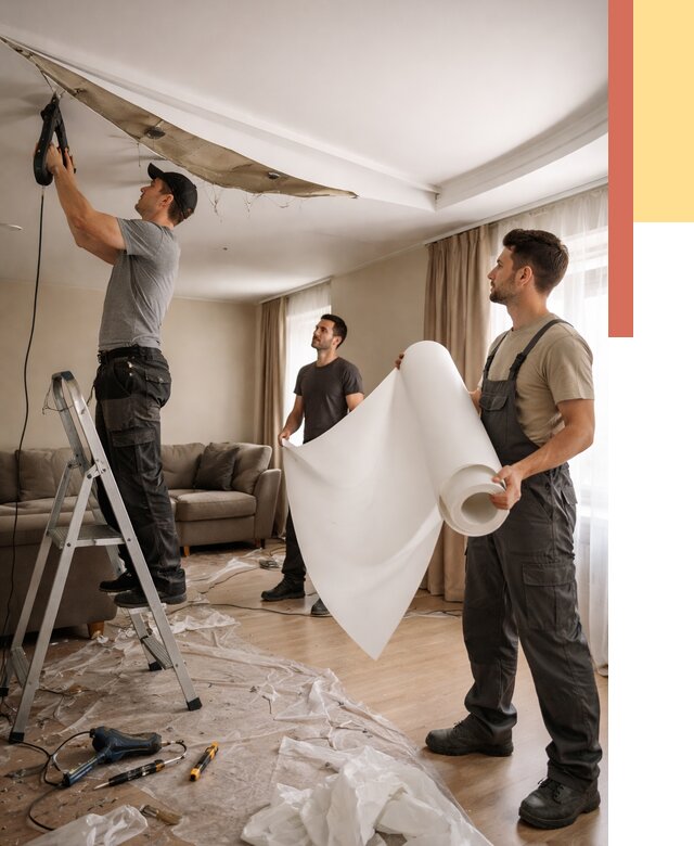 Замена полотна натяжного потолка в Барнауле от 9610 руб. быстро и недорого | ОТДЕЛОЧНИК-Брн