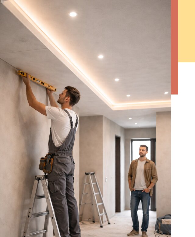 Потолок из гипсокартона с подсветкой в Барнауле от 759 руб./м2 под ключ | ОТДЕЛОЧНИК-Брн