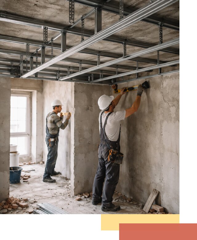 Монтаж каркаса потолка из профильного профиля в Барнауле