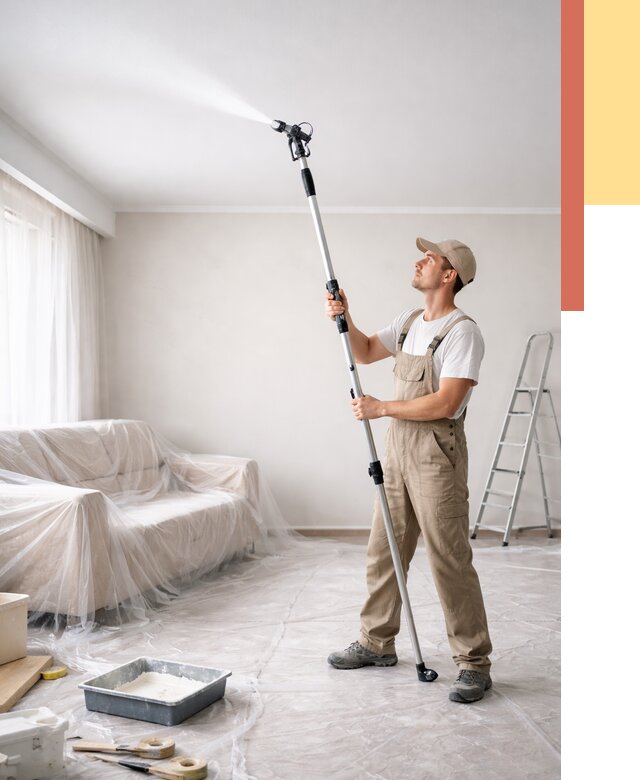 Покраска потолка краскопультом в Барнауле от 4552 руб. быстро и недорого | ОТДЕЛОЧНИК-Брн