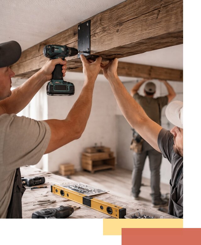 Монтаж декоративных потолочных балок в Барнауле