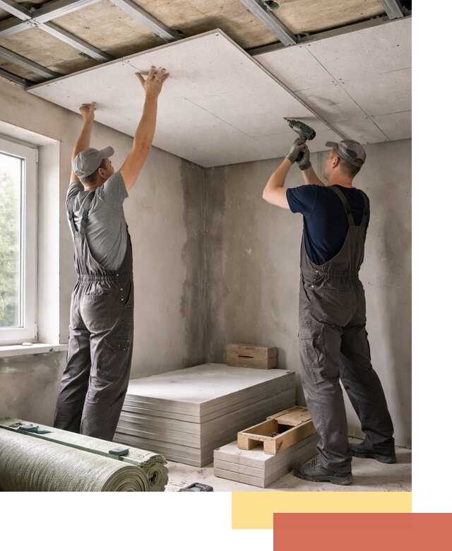 Шумоизоляция потолка панелями ЗИПС в Барнауле